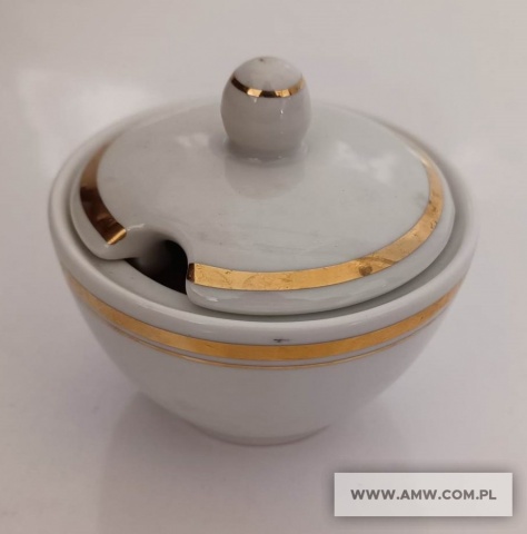 Musztardniczka porcelanowa dekorowana 